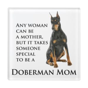 Doberman Mom Glass Coaster