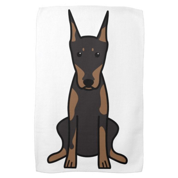Doberman Pinscher Dog Cartoon Hand Towel