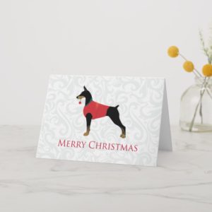 Doberman Pinscher Dog Merry Christmas Design Holiday Card