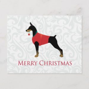 Doberman Pinscher Dog Merry Christmas Design Holiday Postcard