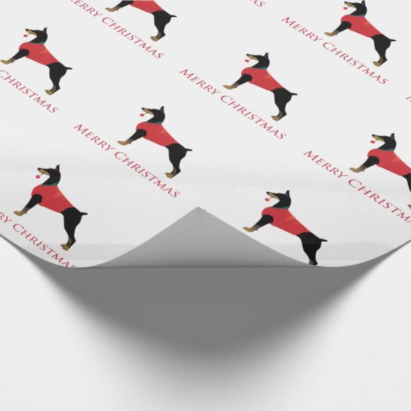 Doberman Pinscher Dog Merry Christmas Design Wrapping Paper