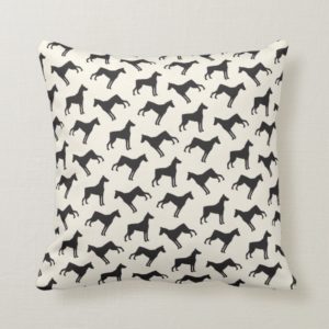 Doberman Pinscher Dog Pattern Cream Black Throw Pillow