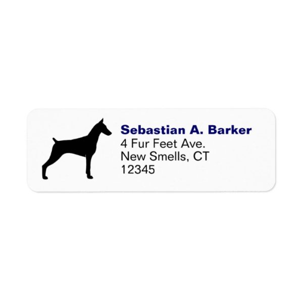 Doberman Pinscher Dog Silhouette Return Address Label