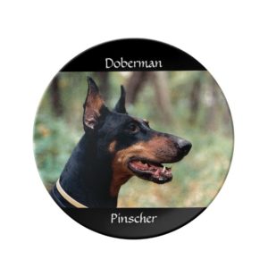 Doberman Pinscher in the Woods Porcelain Plate