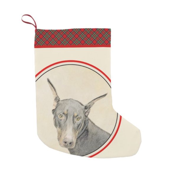 Doberman Pinscher Painting - Original Dog Art Small Christmas Stocking