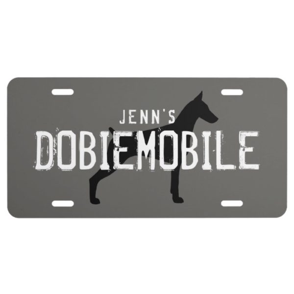 Doberman Pinscher Silhouette DOBIEMOBILE Custom License Plate