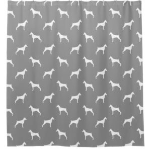 Doberman Pinscher Silhouettes Pattern Grey Shower Curtain