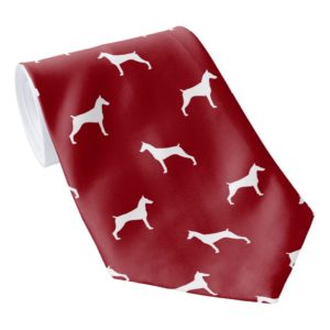 Doberman Pinscher Silhouettes Pattern Red Tie