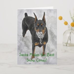 Doberman Santa Makes Best Snow Cones Hoiday Card