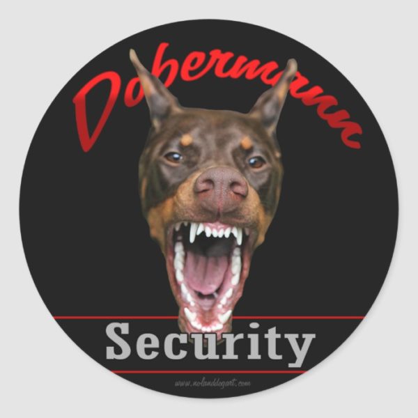 Doberman Security Classic Round Sticker