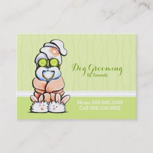 Dog Groomer Spa Robed Shih Tzu Cucumber Business Card