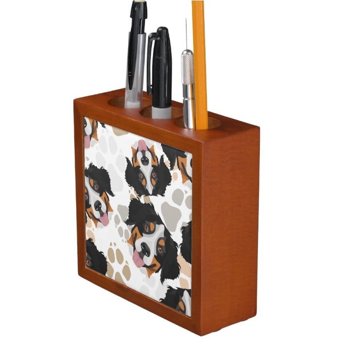 Dog paws pattern Bernese Mountain Dog Desk Organizer