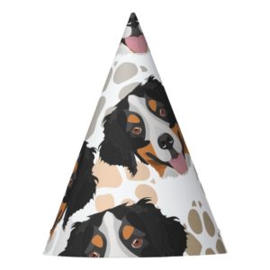 Dog paws pattern Bernese Mountain Dog Party Hat