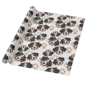 Dog paws pattern Bernese Mountain Dog Wrapping Paper