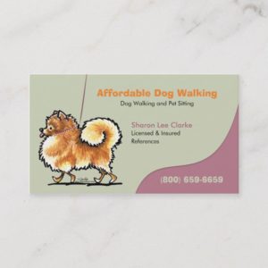 Dog Walker Pet Business Pomeranian Business Card