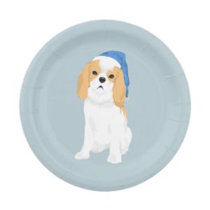 Donnie The Cute Blenheim Cavalier Spaniel Puppy Paper Plate