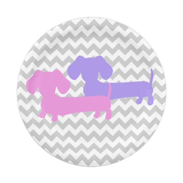 Double Dachshund Wiener Dog Party Paper Plate