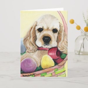 "Easter Cocker Spaniel Puppy" Art Greeting Card