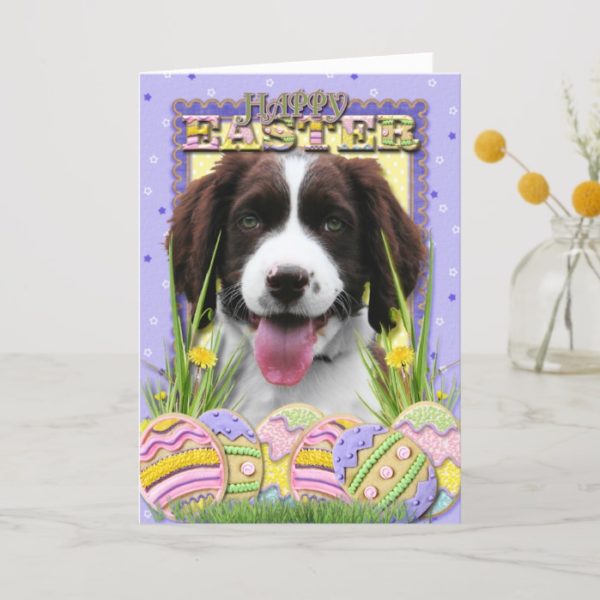 Easter Egg Cookies - English Springer Spaniel Holiday Card