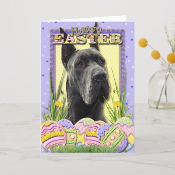 Easter Egg Cookies - Great Dane - Grey Holiday Card