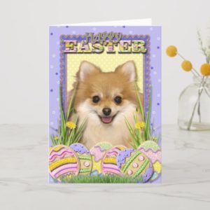 Easter Egg Cookies - Pomeranian Holiday Card