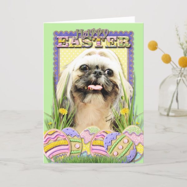 Easter Egg Cookies - Shih Tzu - Opal Holiday Card