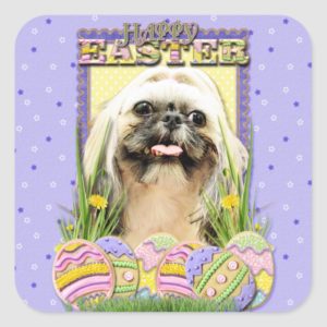 Easter Egg Cookies - Shih Tzu - Opal Square Sticker