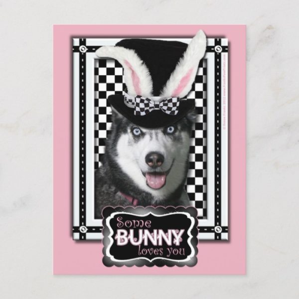 Easter - Some Bunny Loves You - Husky Holiday Postcard