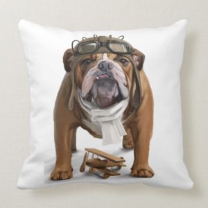 English bulldog Aviator Throw Pillow