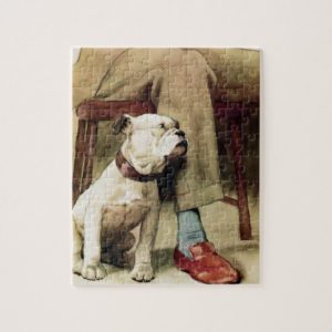 English Bulldog by his Masters Side Jigsaw Puzzle