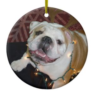 English Bulldog Christmas ornament