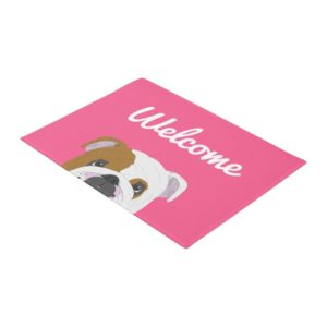 English Bulldog Cute Dog Portrait Illustration Doormat