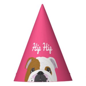 English Bulldog Cute Dog Portrait Illustration Party Hat