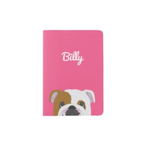 English Bulldog Cute Dog Portrait Illustration Passport Holder