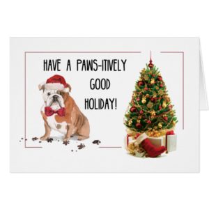 English Bulldog Funny Christmas Dog with Tree