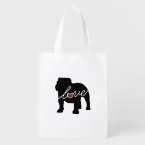 English Bulldog Love Grocery Bag