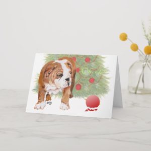English Bulldog Puppy Christmas Holiday Card