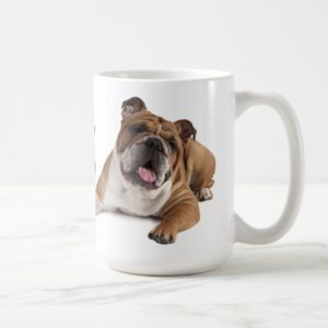 English Bulldog Puppy Dog Blue Love Hearts Coffee Mug