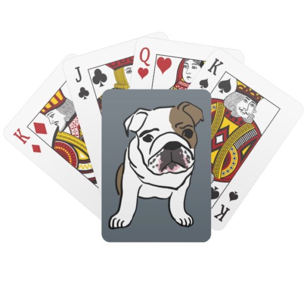 English Bulldog Puppy Pet Dogs Illustration Playing Cards