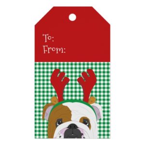 English Bulldog Rudolph Reindeer Gift Tags