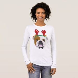 English Bulldog Rudolph Reindeer Long Sleeve T-Shirt