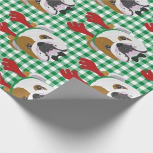 English Bulldog Rudolph Reindeer Wrapping Paper