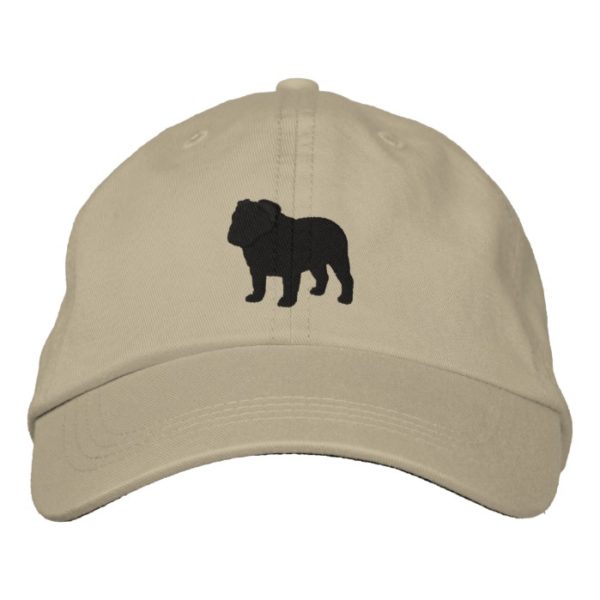 English Bulldog Silhouette Embroidered Baseball Hat