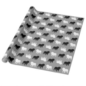 English Bulldog Silhouettes Pattern All Occasion Wrapping Paper