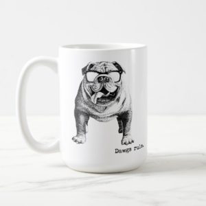 English Bulldog with Sunglasses “Dawgs rule.” Coffee Mug