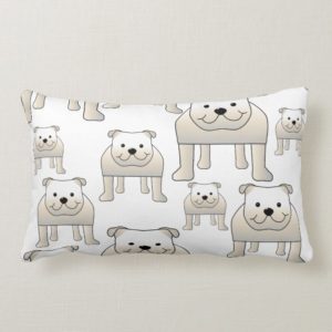 English Bulldogs, White. Dogs Pattern. Lumbar Pillow