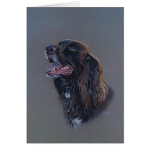 English Cocker Spaniel dog. Fine Art, Blank card.