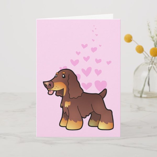English Cocker Spaniel Love (chocolate and tan) Card