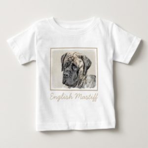 English Mastiff (Brindle) Painting - Original Dog Baby T-Shirt