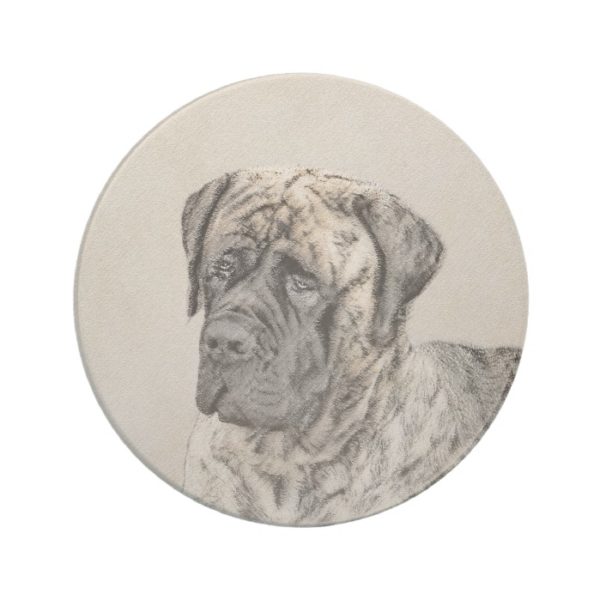 English Mastiff (Brindle) Painting - Original Dog Coaster